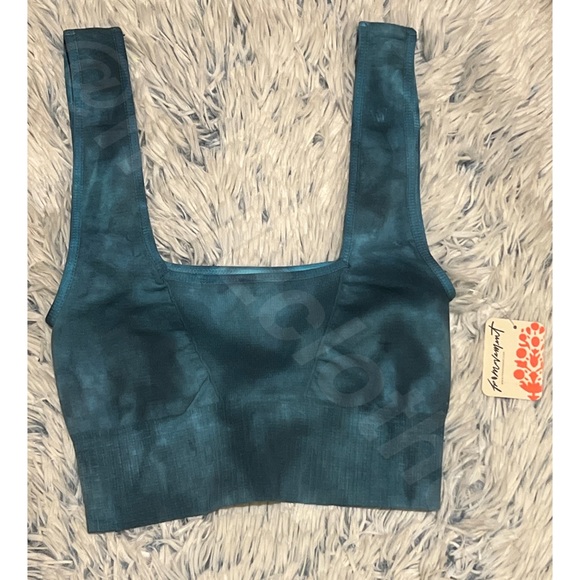 Free People Good Karma Square Neck Tie Dye Bra Blue Peacock - Picture 10 of 10